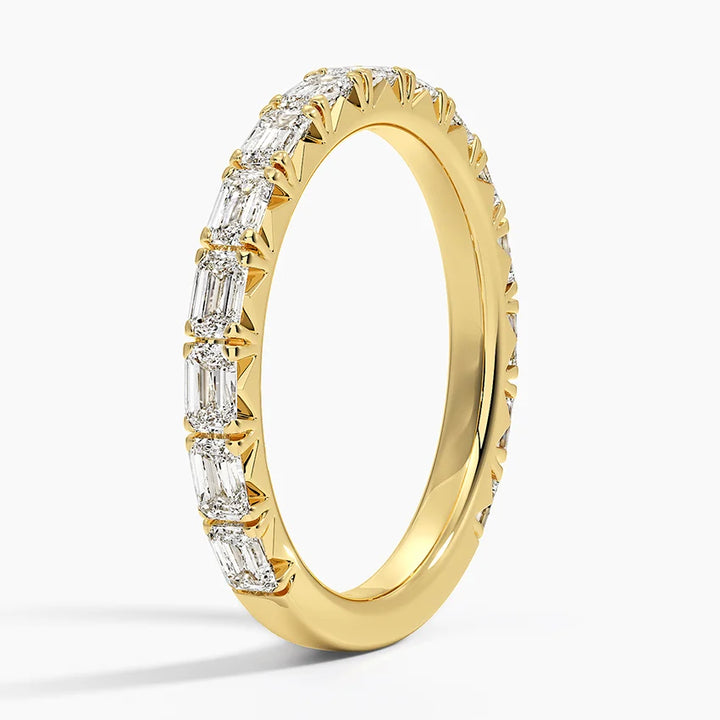 3 carat  emerald Eternity Lab Diamond Ring Handcrafted with 14k gold made with highest color grade E Vs  14k gold certified mark