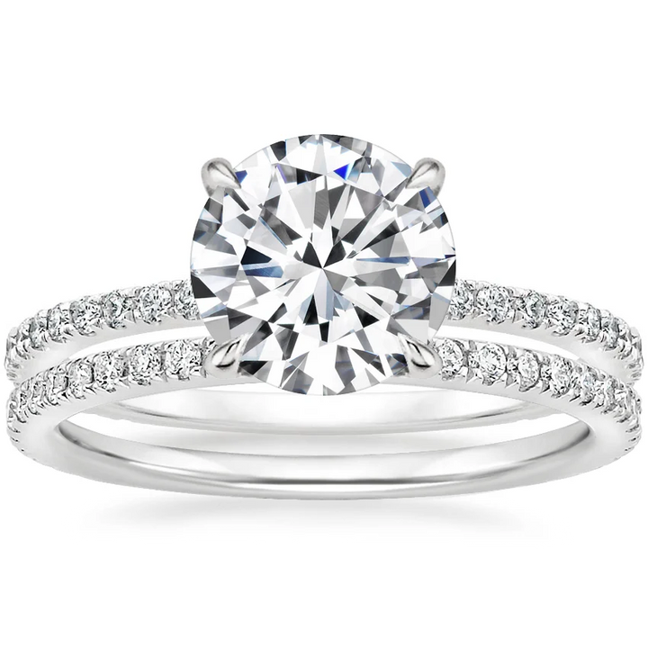 3 carat center round bridal set brilliance IGI certified EF VS  . Eye Clean diamond  handcrafted in 14k gold certified mark