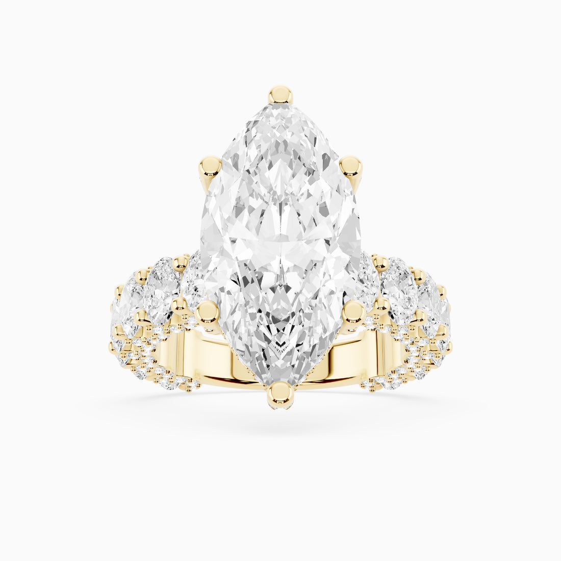 4 carat center stone marquise  shape in EF VS Eye Clean stone IGI certified diamond engagement ring handcrafted made in 14k gold