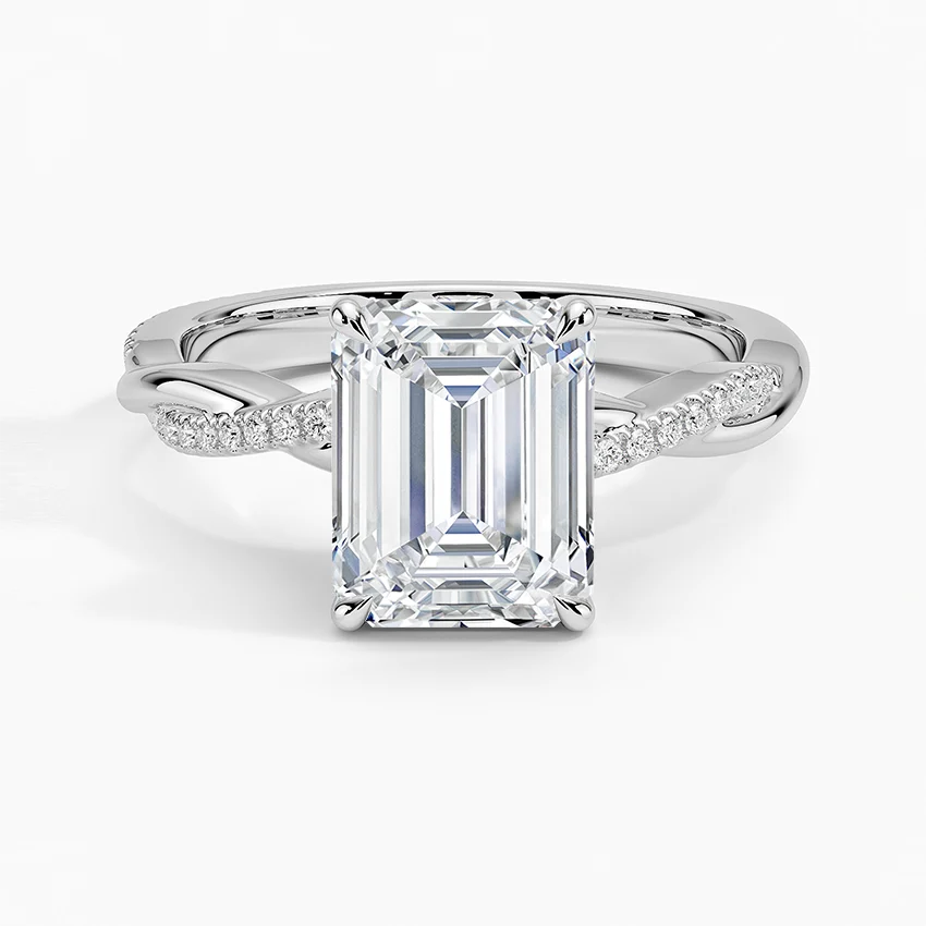 3 carat emerald center stone igi certified E VS engagement ring handcrafted in 14k gold