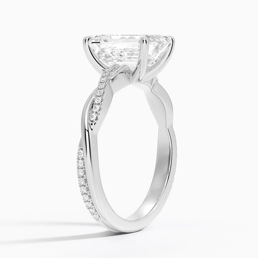 3 carat emerald center stone igi certified E VS engagement ring handcrafted in 14k gold