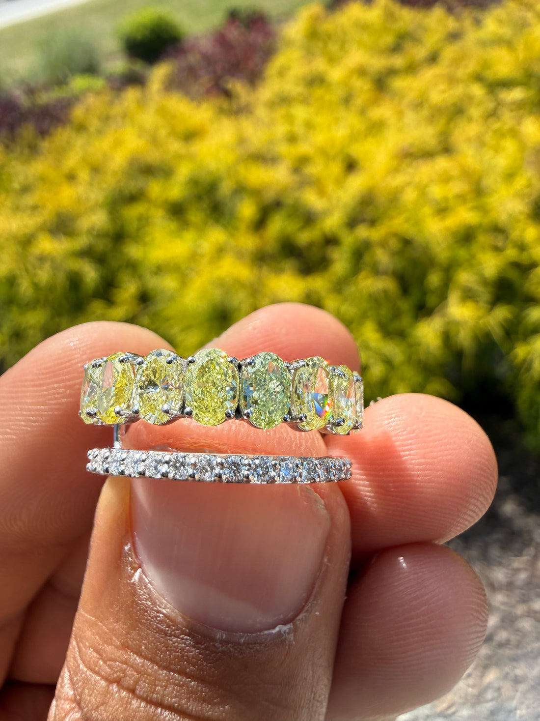 3 carat oval fancy yellow ring  vvs  handcrafted ring made with 14k gold in grown diamond