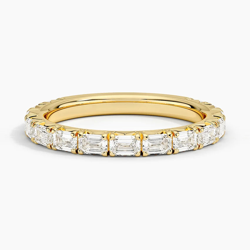 3 carat  emerald Eternity Lab Diamond Ring Handcrafted with 14k gold made with highest color grade E Vs  14k gold certified mark