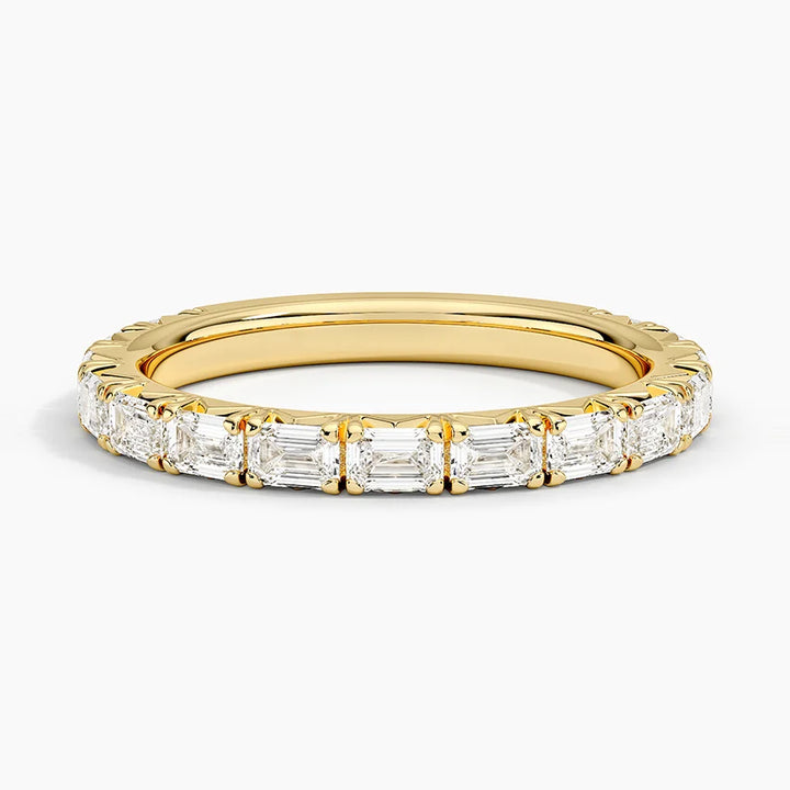 3 carat  emerald Eternity Lab Diamond Ring Handcrafted with 14k gold made with highest color grade E Vs  14k gold certified mark