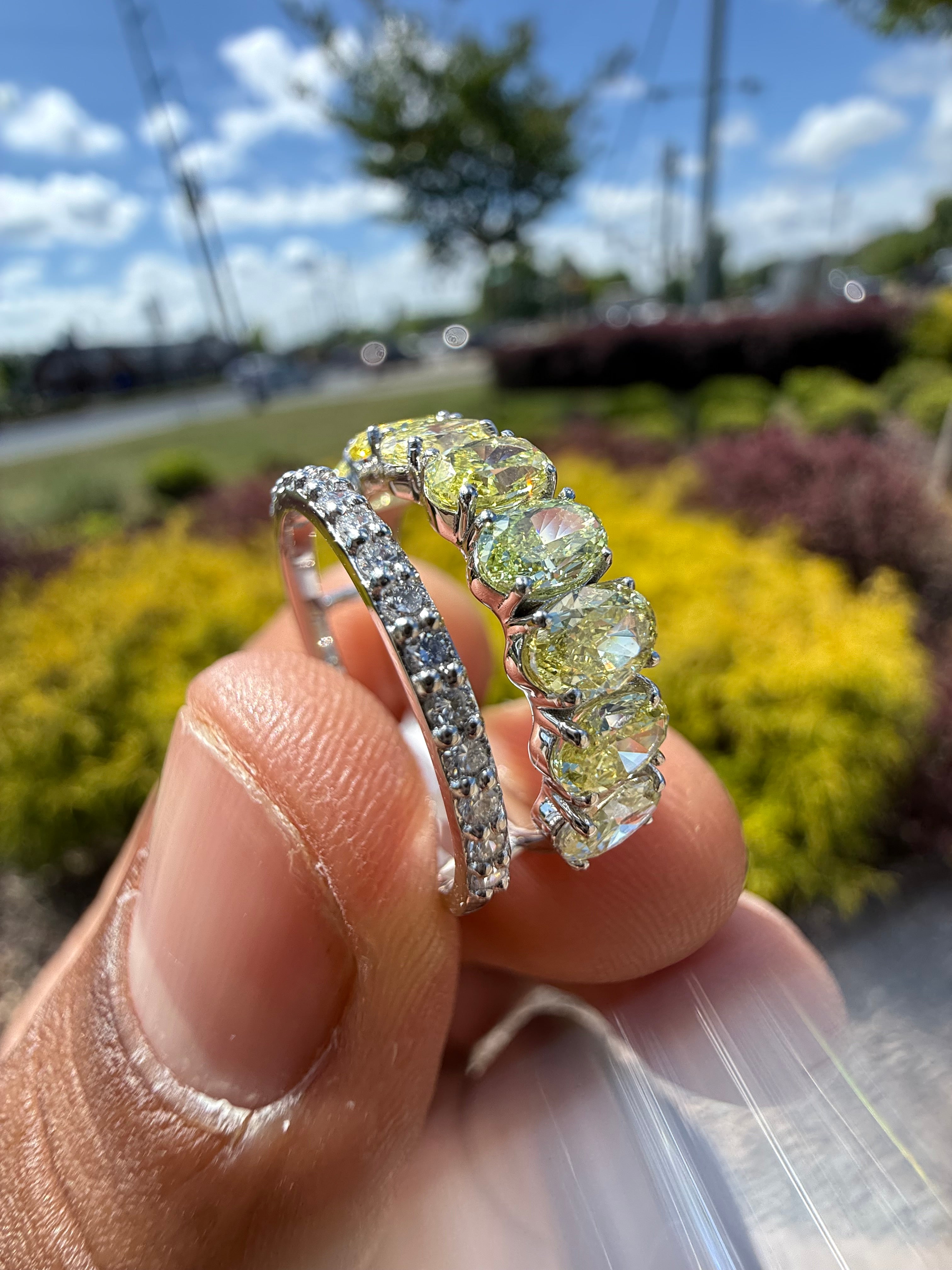 3 carat oval fancy yellow ring  vvs  handcrafted ring made with 14k gold in grown diamond