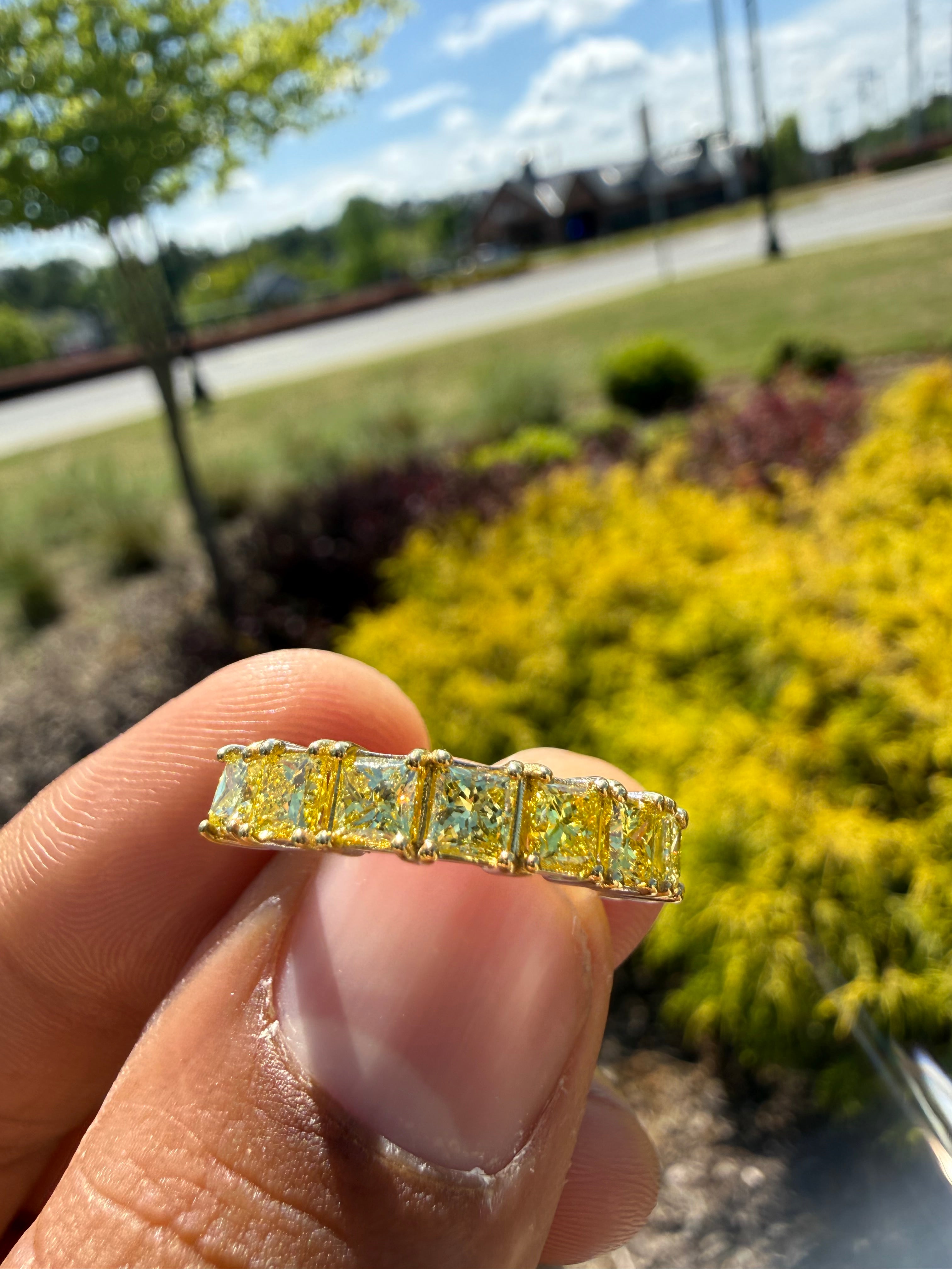 2.5 carat princess cut fancy yellow oval ring  handcrafted ring made with 14k gold in grown diamond