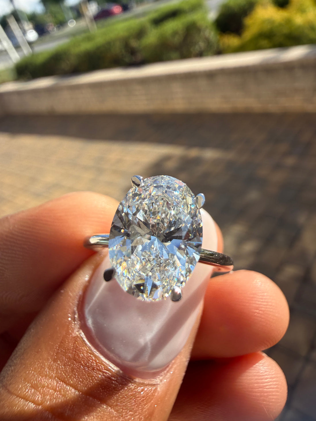 3 carat oval  cut ring cut E vs IGI certified 3 carat center stone with special cut  highly handcrafted in grown diamond 14k gold
