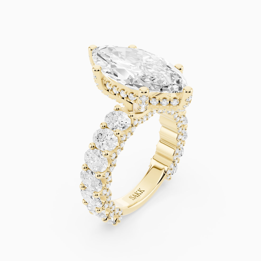 4 carat center stone marquise  shape in EF VS Eye Clean stone IGI certified diamond engagement ring handcrafted made in 14k gold