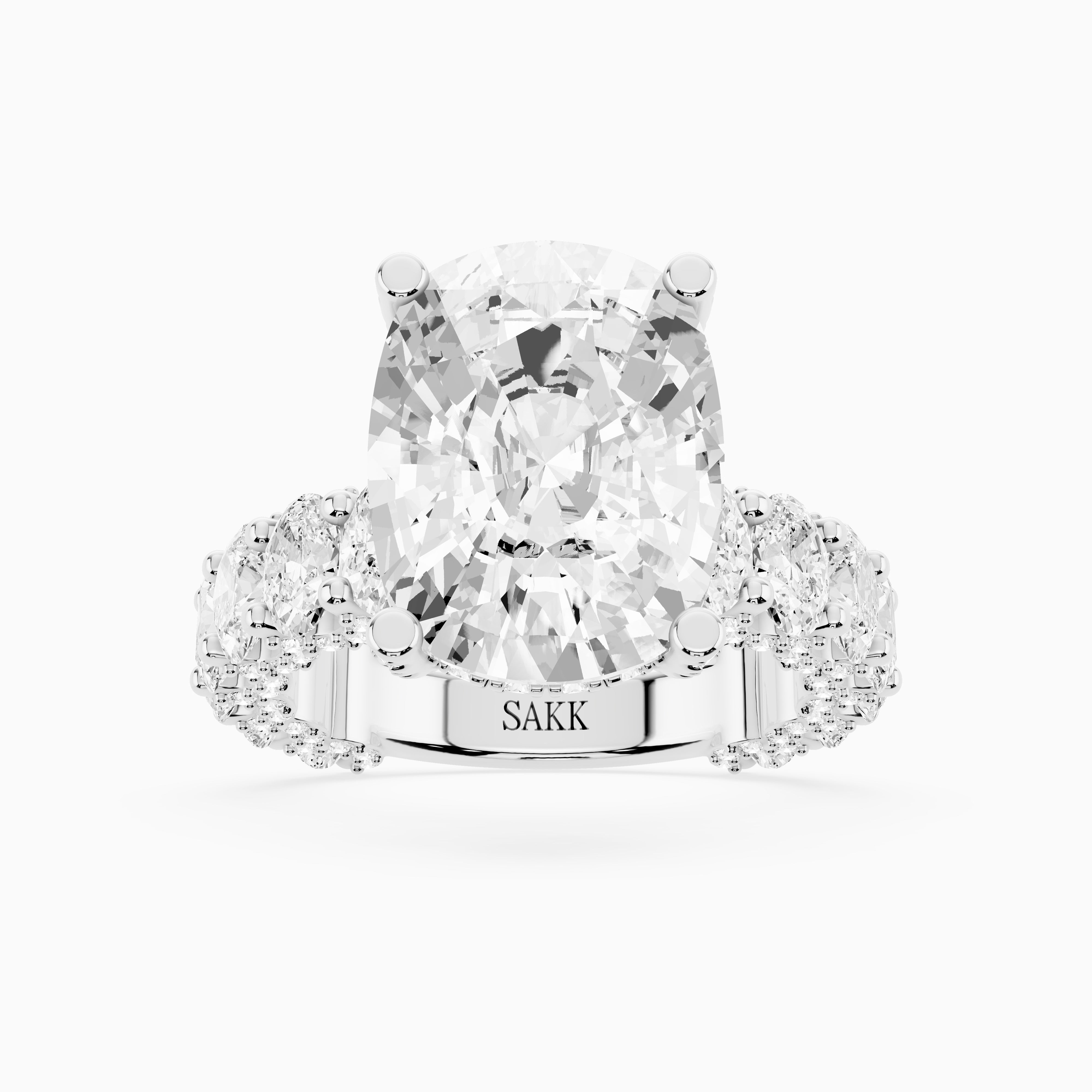 5 carat oval center stone oval   shape in EF VS Eye Clean stone IGI certified diamond engagement ring handcrafted made in 14k gold
