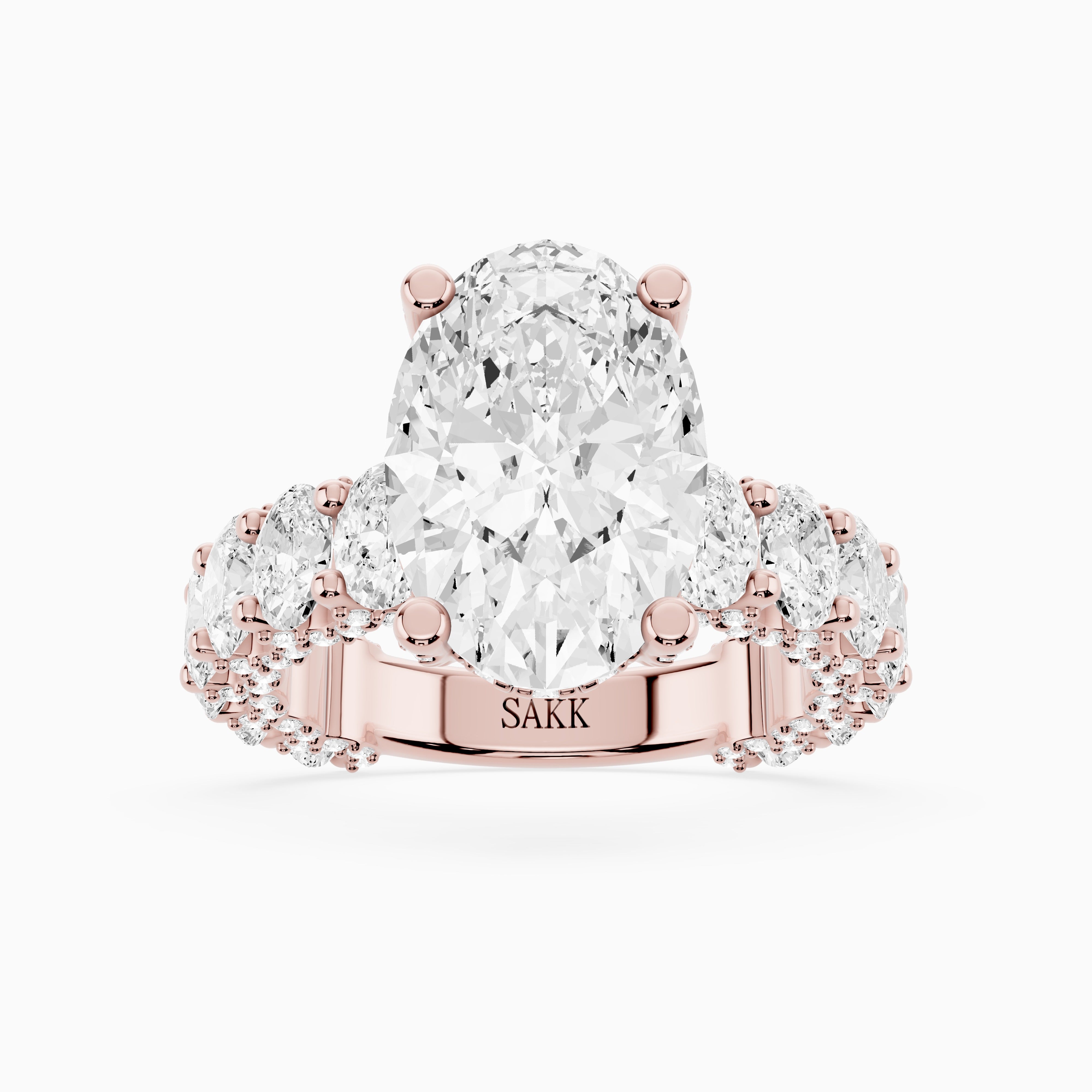 5 carat oval center stone oval   shape in EF VS Eye Clean stone IGI certified diamond engagement ring handcrafted made in 14k gold