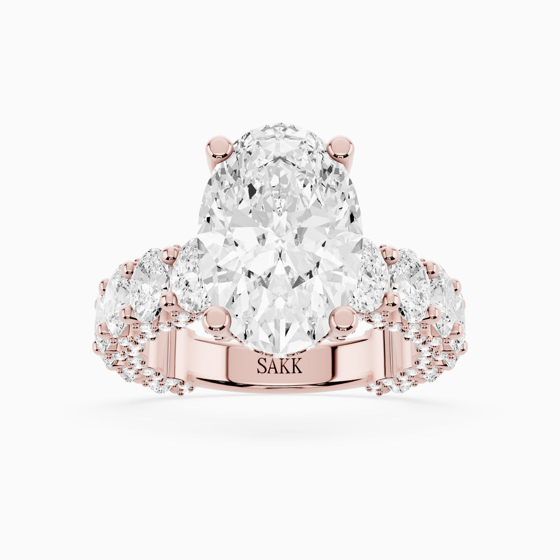 5 carat oval center stone oval   shape in EF VS Eye Clean stone IGI certified diamond engagement ring handcrafted made in 14k gold