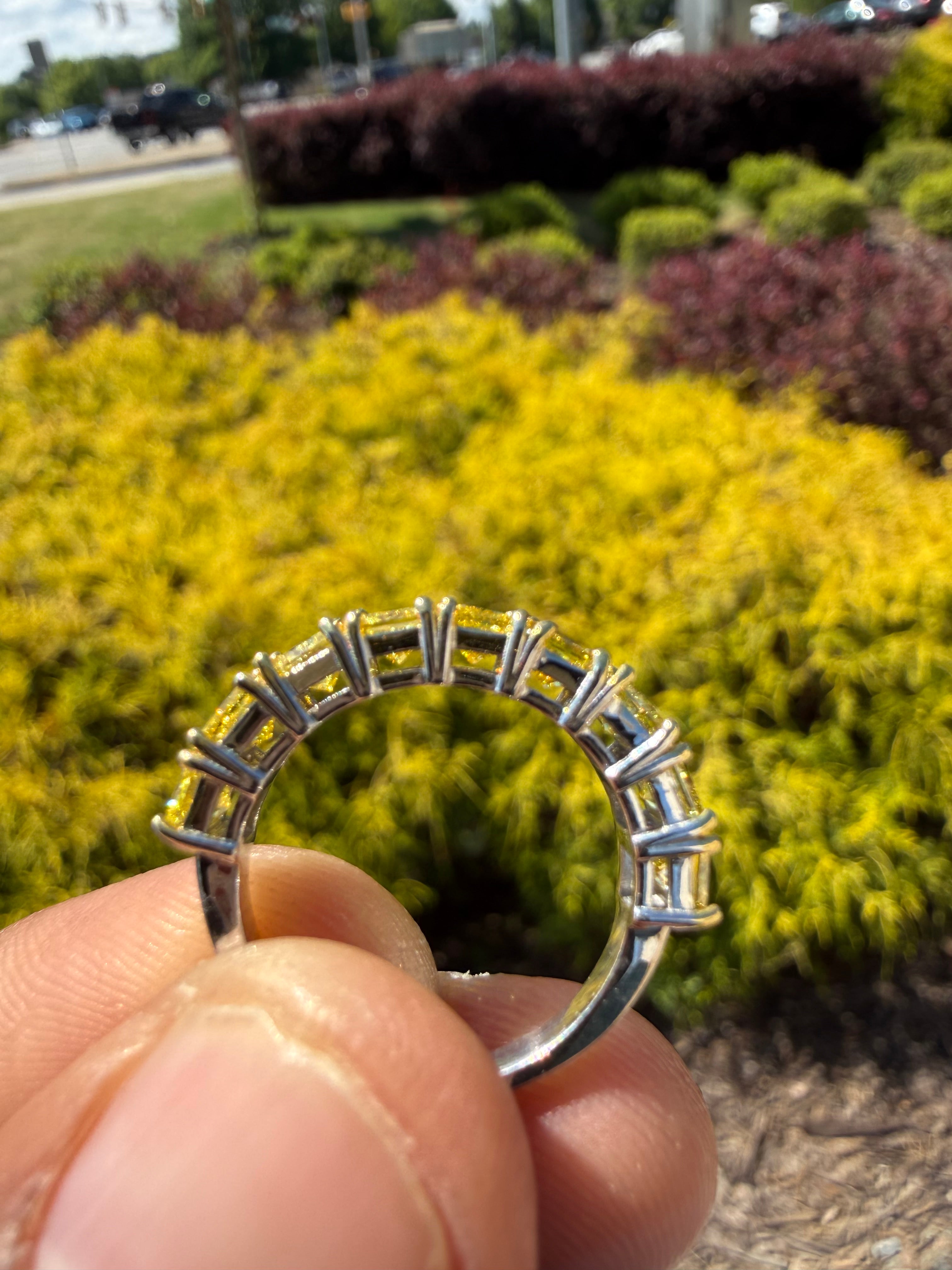 2.5 carat princess cut fancy yellow oval ring  handcrafted ring made with 14k gold in grown diamond