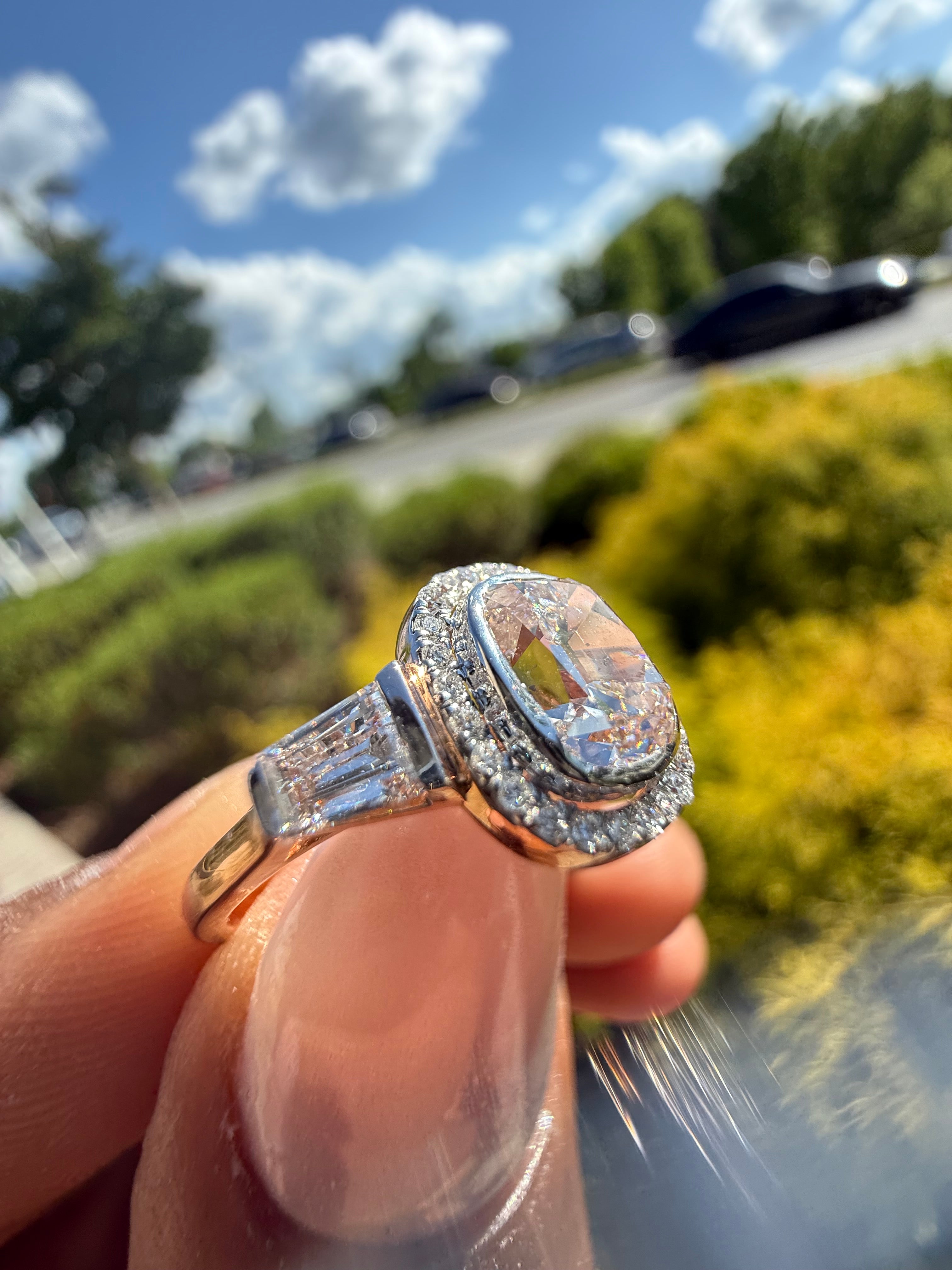 2 carat old mine cut E vs 1 IGI certified made with special cut on side carat handcrafted in grown diamond 14k gold