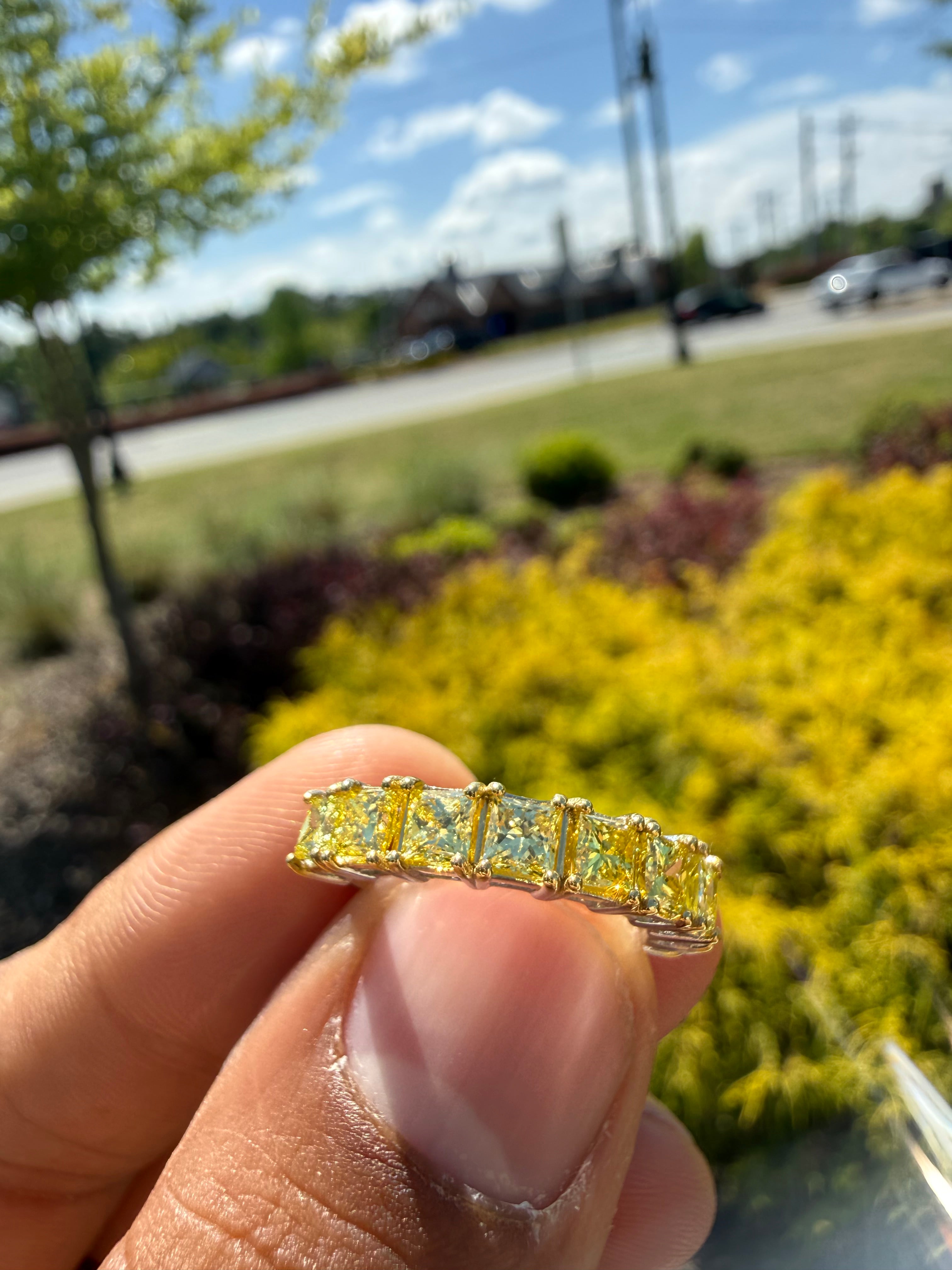 2.5 carat princess cut fancy yellow oval ring  handcrafted ring made with 14k gold in grown diamond