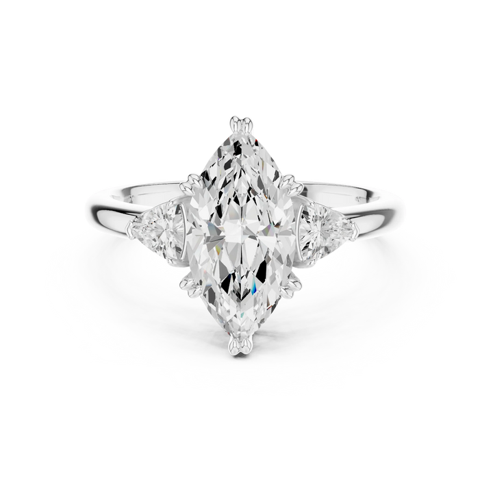 3 carat marquis engagement ring VS1 igi certified  Eye Clean lab grown diamond  , handcrafted in 14k gold