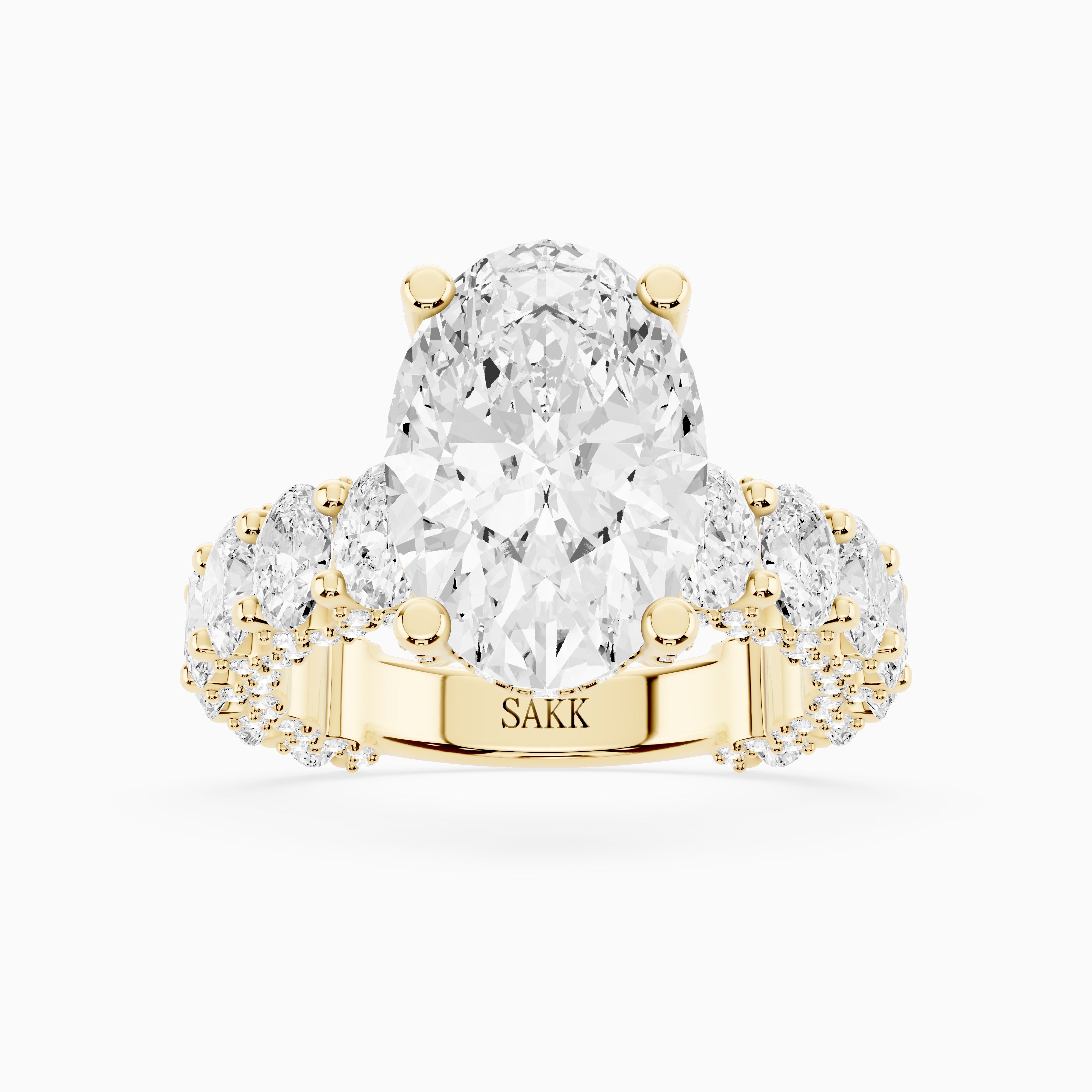 5 carat oval center stone oval   shape in EF VS Eye Clean stone IGI certified diamond engagement ring handcrafted made in 14k gold