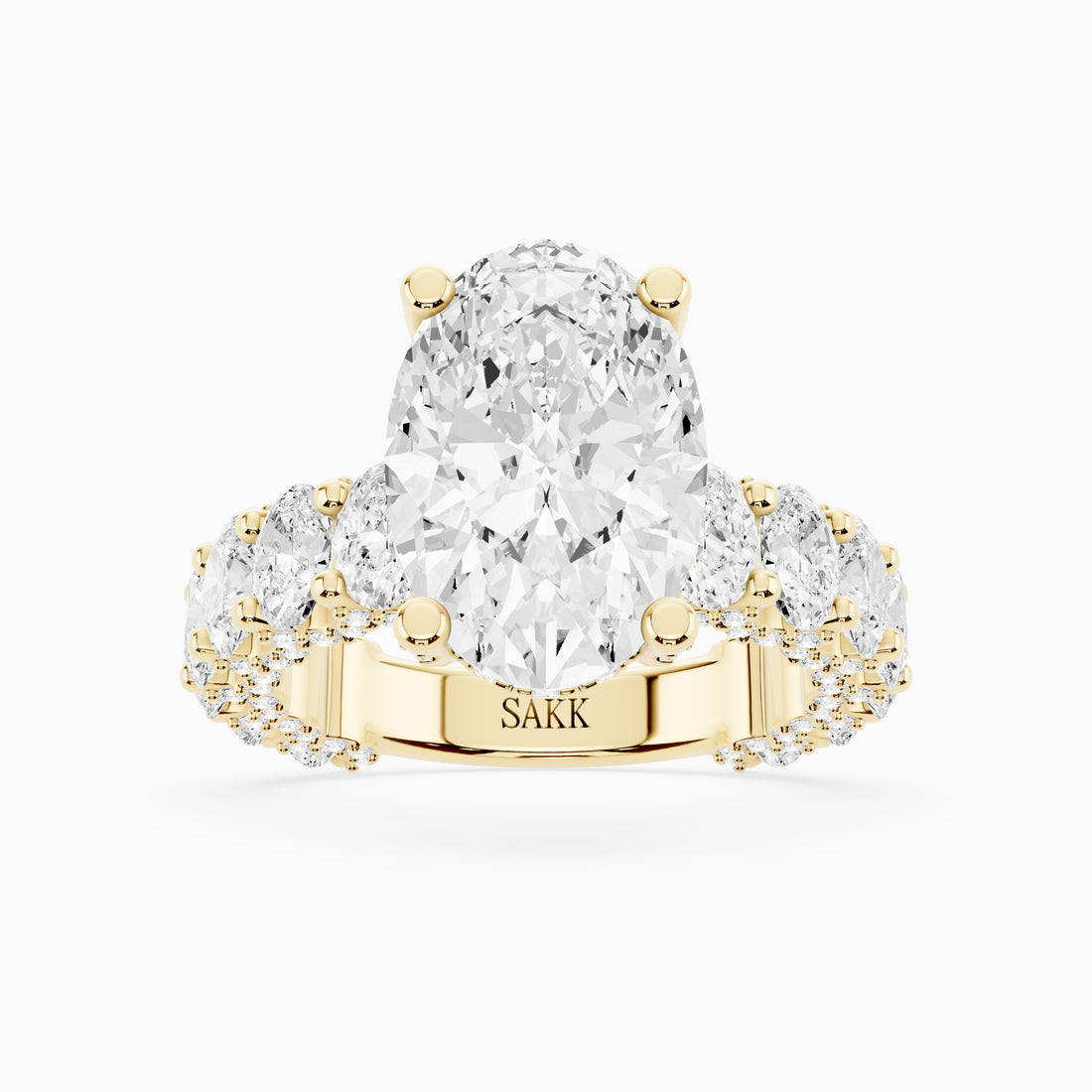 5 carat oval center stone oval   shape in EF VS Eye Clean stone IGI certified diamond engagement ring handcrafted made in 14k gold