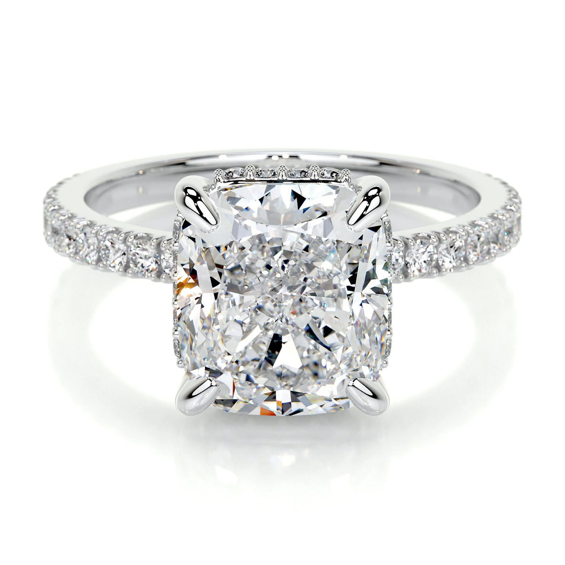 3 carat cushion center  ring VS1 . Eye Clean stone IGI certified , handcrafted in 14k gold