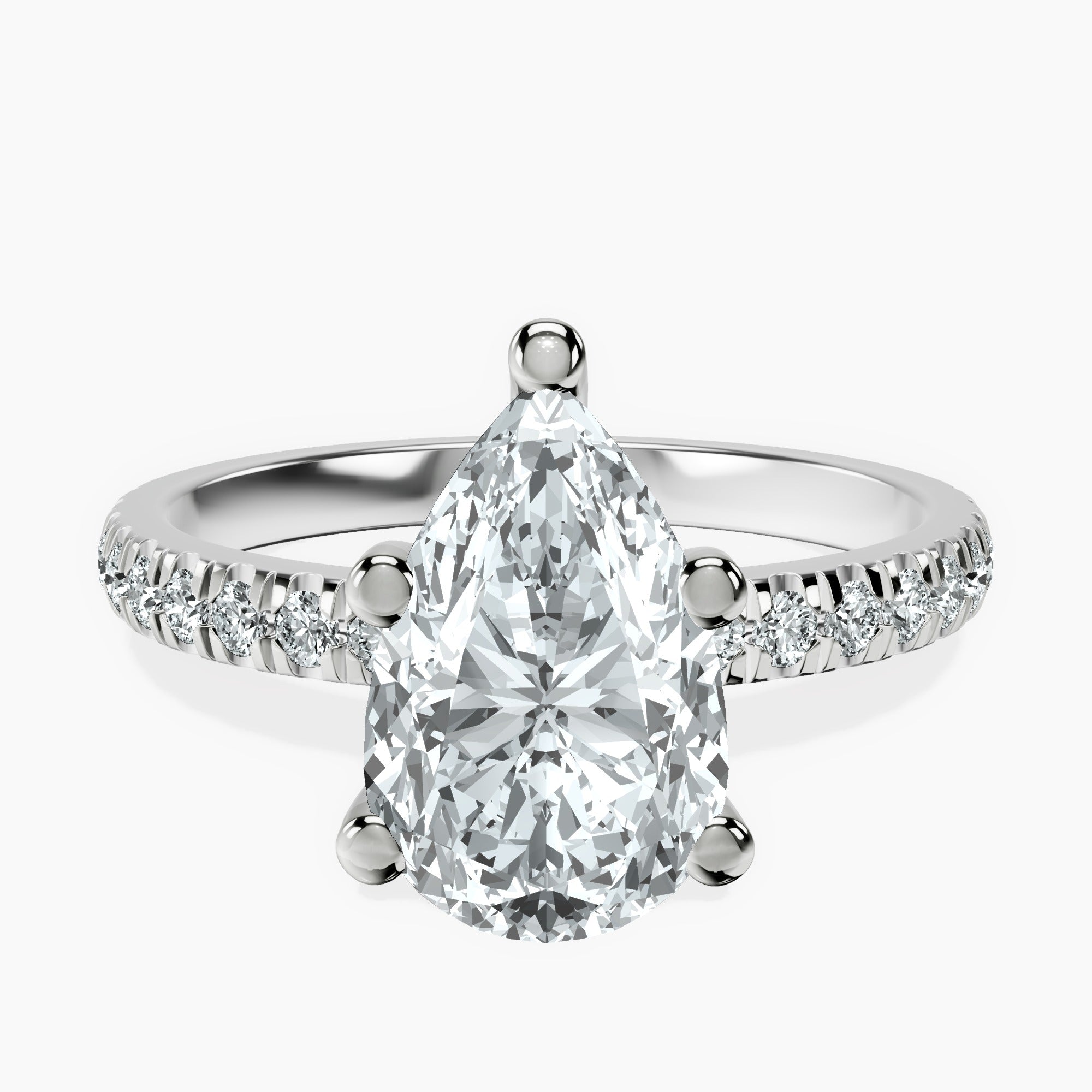 3 carat pear  center  ring  VS1 . Eye Clean stone IGI certified , handcrafted in 14k gold