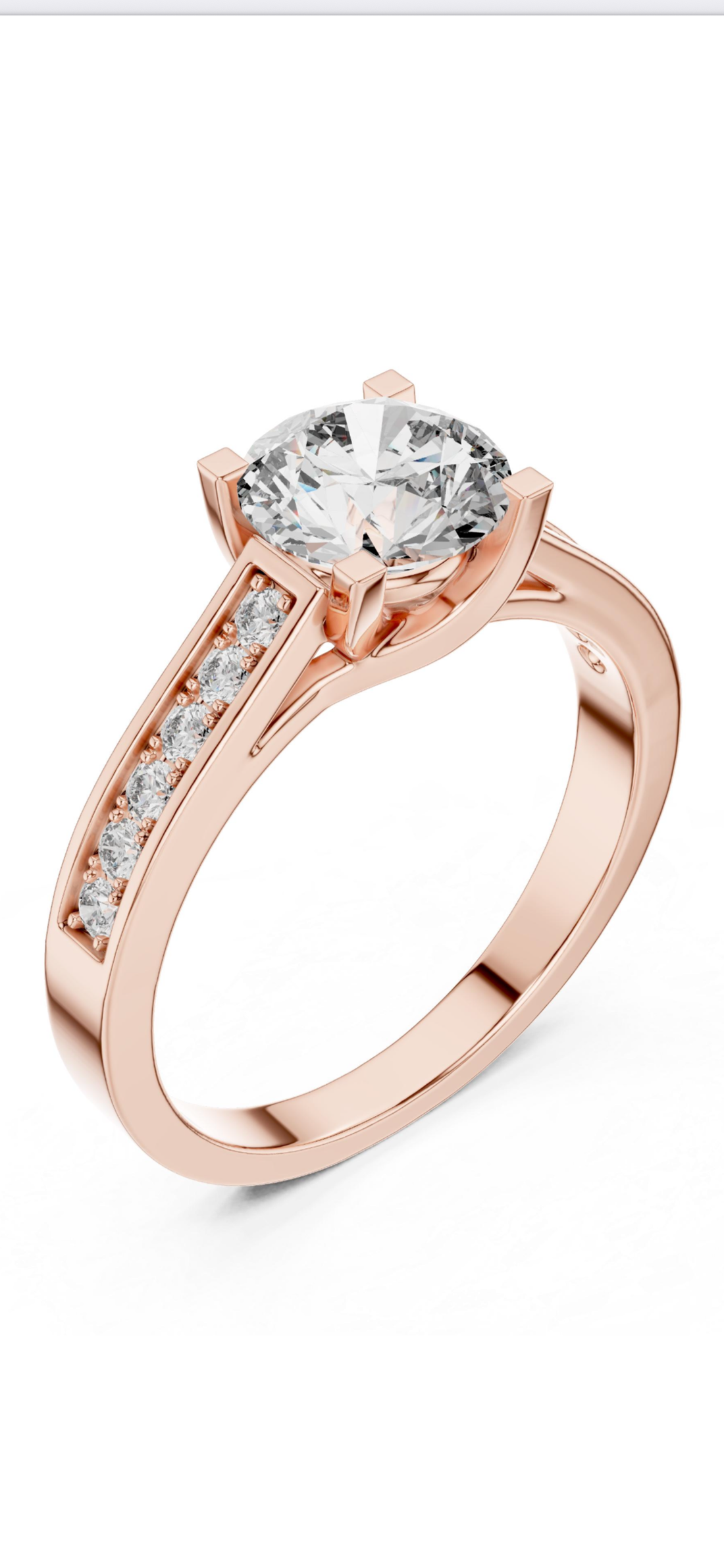 3 carat round  center stone engagement ring  VS1 Eye Clean stone IGI certified , handcrafted in 14k gold with channel setting