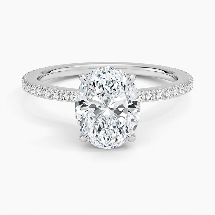 3 carat oval  center stone igi certified EF VS1 engagement ring handcrafted in 14k gold
