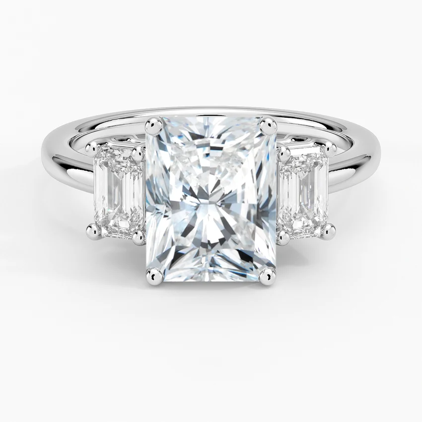 3 carat radiant center stone igi certified EF VS1 total 4 carat ring handcrafted in 14k gold, IGI certified