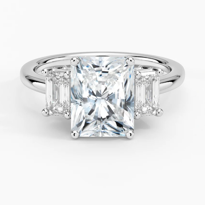 3 carat radiant center stone igi certified EF VS1 total 4 carat ring handcrafted in 14k gold, IGI certified