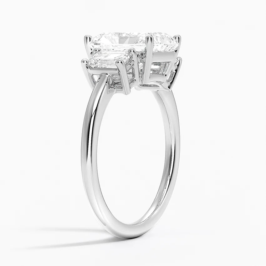 3 carat radiant center stone igi certified EF VS1 total 4 carat ring handcrafted in 14k gold, IGI certified