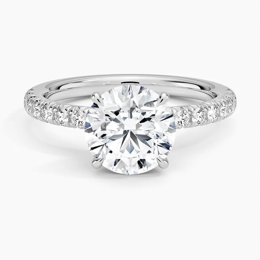 3 carat round brilliance center stone igi certified EF VS1 handcrafted  in 14k gold, IGI certified