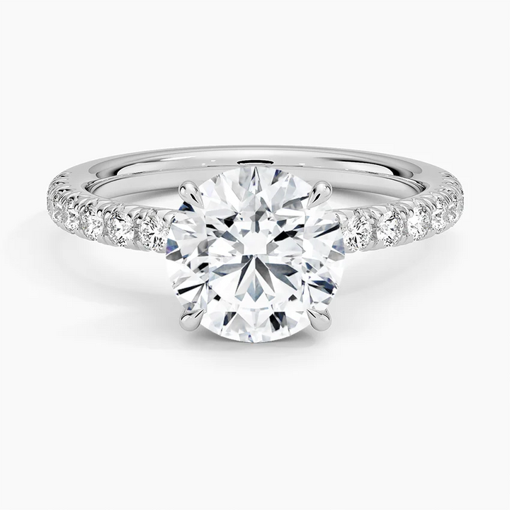 3 carat round brilliance center stone igi certified EF VS1 handcrafted  in 14k gold, IGI certified