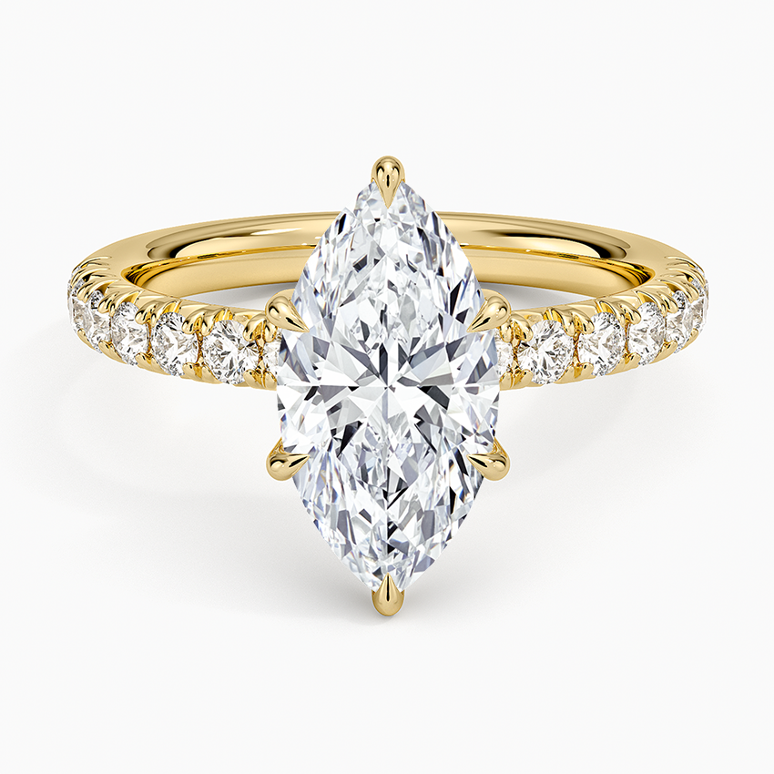 3 carat marquise  center stone igi certified EF VS1 handcrafted  in 14k gold, IGI certification