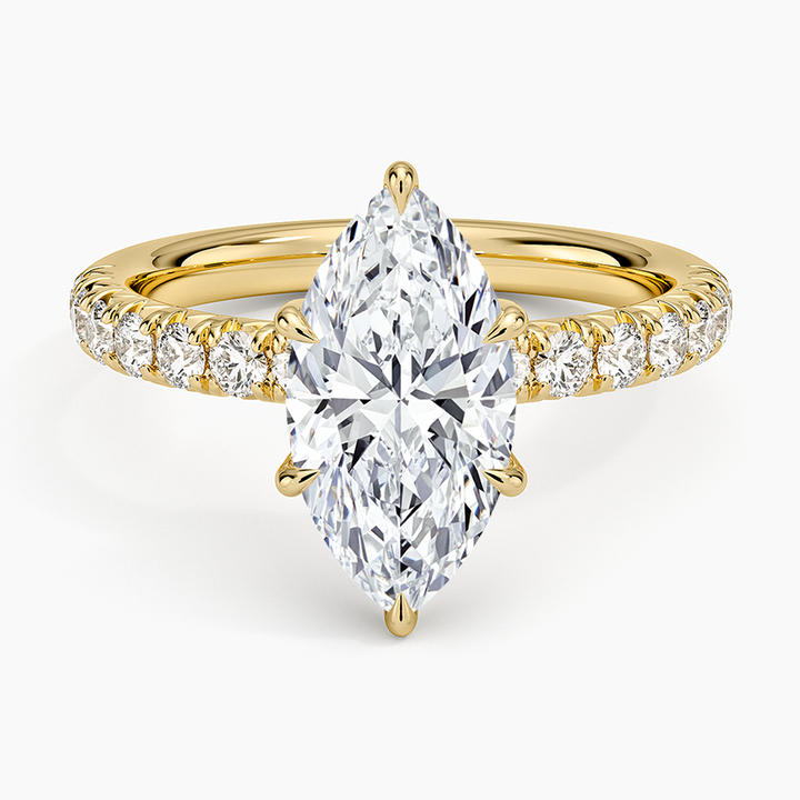 3 carat marquise  center stone igi certified EF VS1 handcrafted  in 14k gold, IGI certification