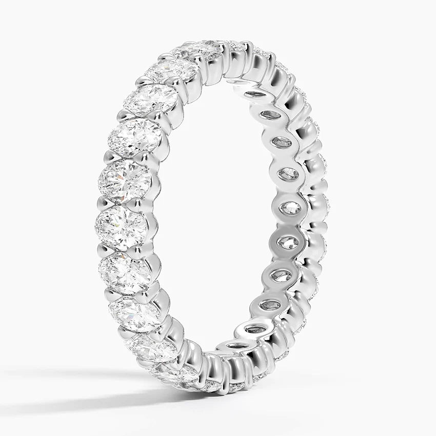 3 carat Oval Eternity Lab Diamond E VS1 clarity , Ring handcrafted in 14k gold