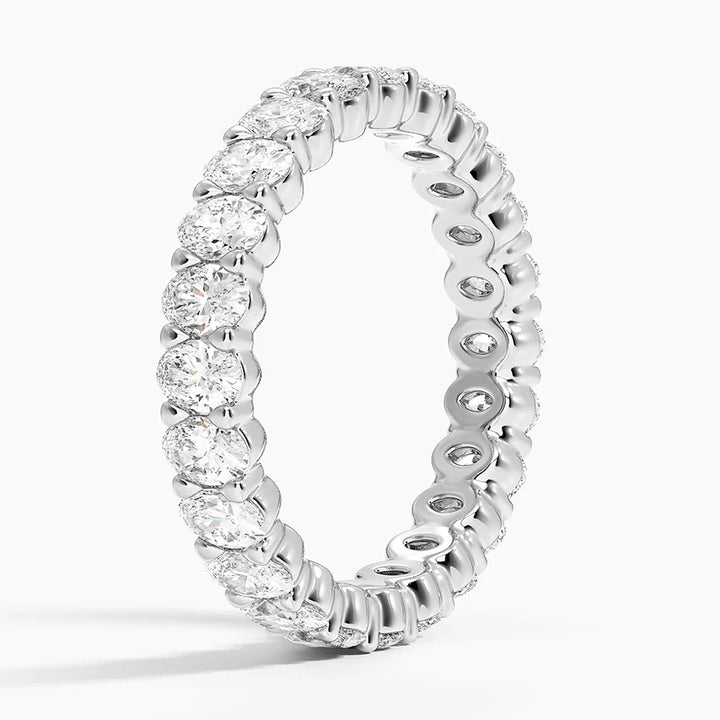 3 carat Oval Eternity Lab Diamond E VS1 clarity , Ring handcrafted in 14k gold