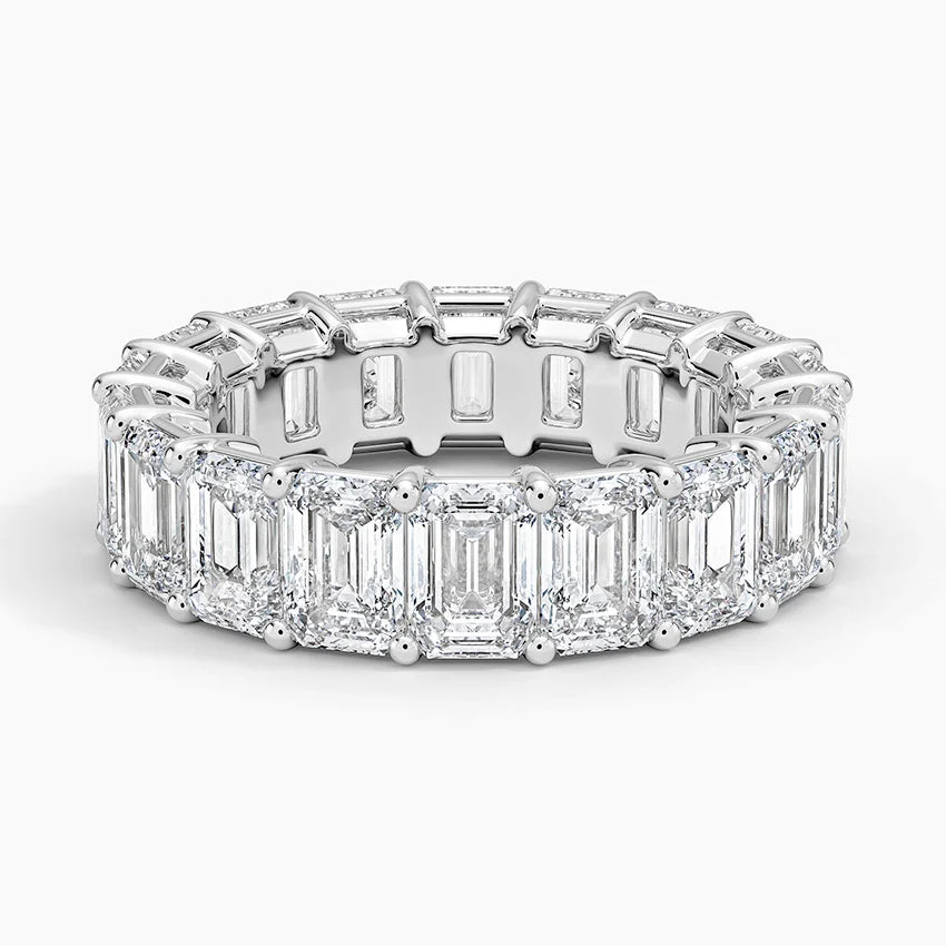 3 carat emerald  Eternity Lab Diamond E VS1 clarity , engagement Ring handcrafted in 14k gold