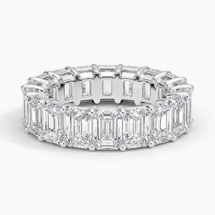 3 carat emerald  Eternity Lab Diamond E VS1 clarity , engagement Ring handcrafted in 14k gold
