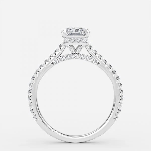5 carat center stone radiant cut EF VS IGI certified lab grown diamond engagement ring made in 14k gold , select white gold or yellow gold