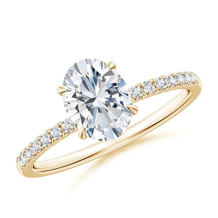 3 carat oval center stone engagement ring  EF VS Eye Clean stone IGI certified , handcrafted in 14k gold