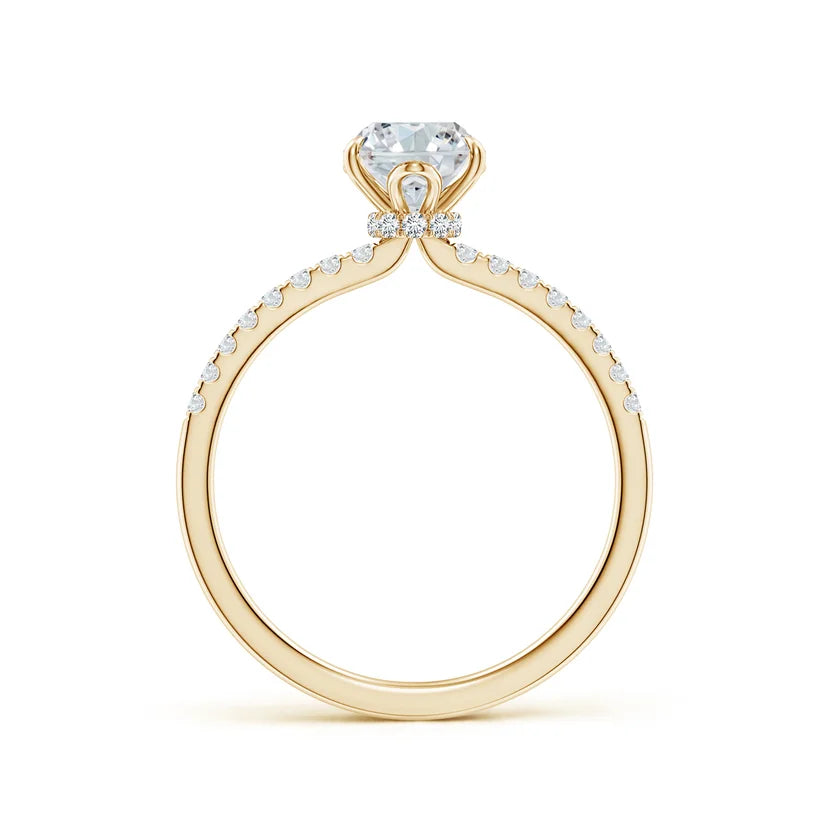 3 carat oval center stone engagement ring  EF VS Eye Clean stone IGI certified , handcrafted in 14k gold