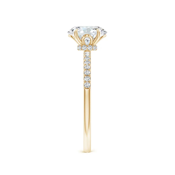 3 carat oval center stone engagement ring  EF VS Eye Clean stone IGI certified , handcrafted in 14k gold