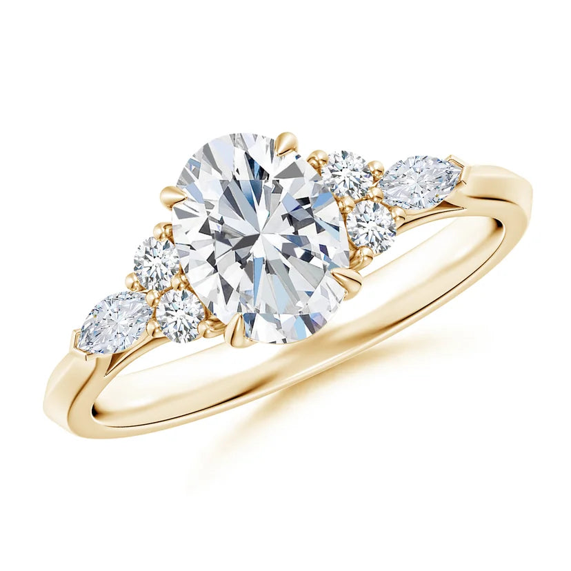 3 carat oval center stone igi certified EF VS engagement ring cone with igi certified diamond handcrafted in 14k gold