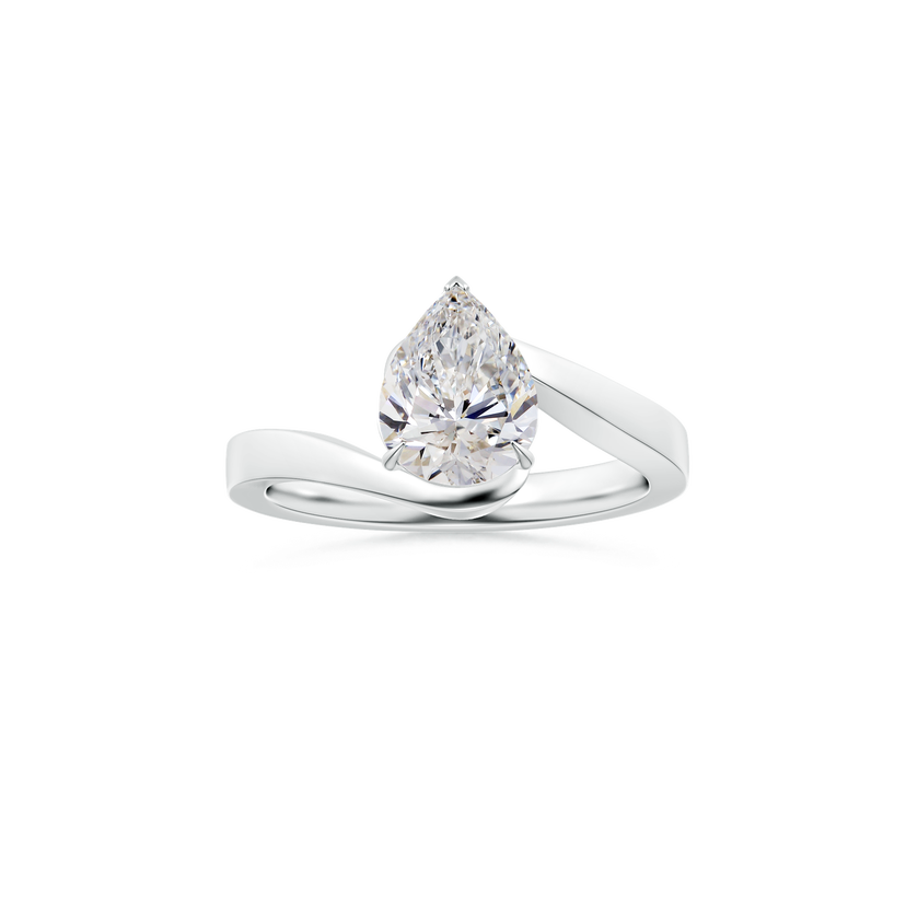 3 carat pear  center stone igi certified Ef VS engagement ring handcrafted in 14k gold