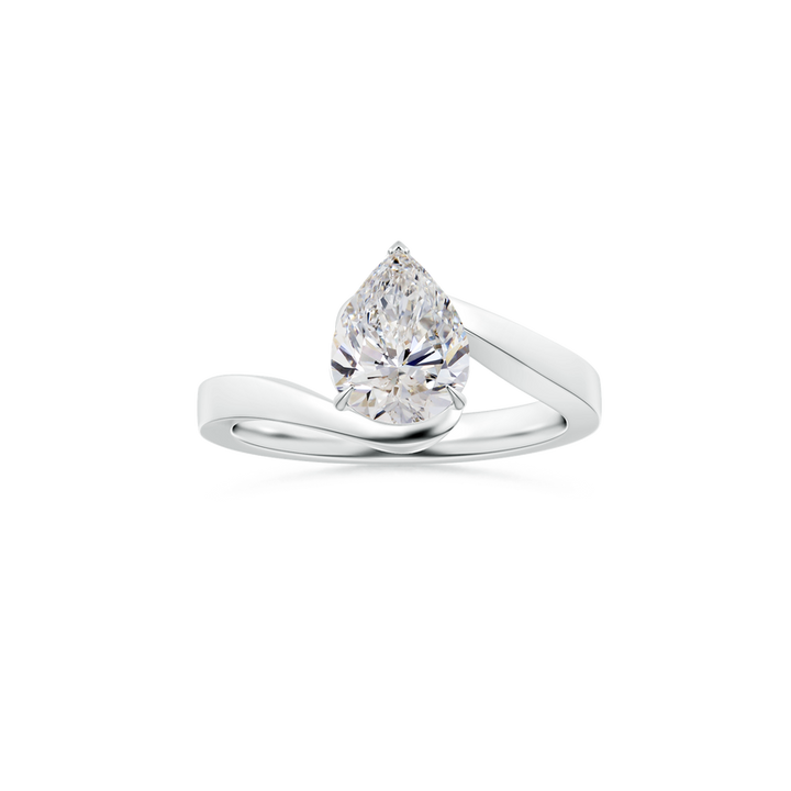 3 carat pear  center stone igi certified Ef VS engagement ring handcrafted in 14k gold