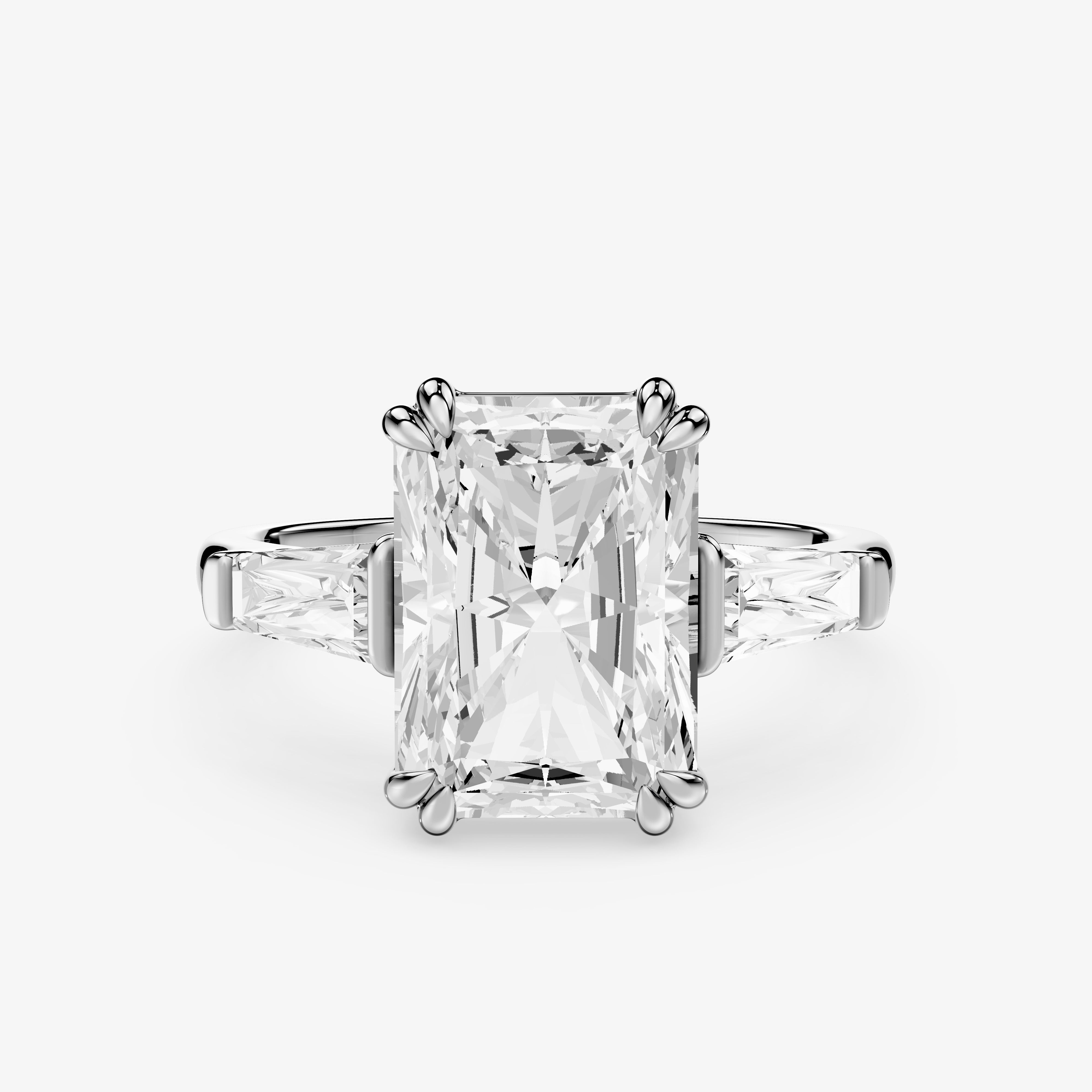 3 carat center stone radiant EF  VS . Eye Clean stone IGI certified diamond ,, handcrafted made in 14k gold
