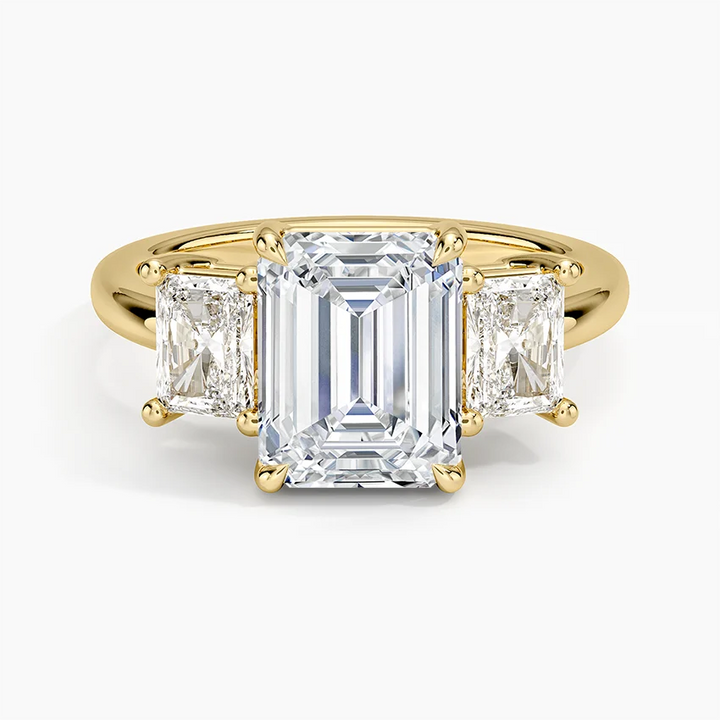 3 carat center stone emerald  EF vs   Eye Clean stone IGI certified diamond ,, handcrafted ring made in 14k gold
