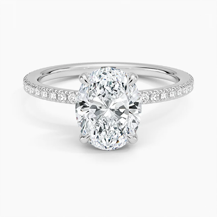 2 carat center stone oval  EF  VS . Eye Clean stone IGI certified diamond ,, engagement ring handcrafted made in 14k gold