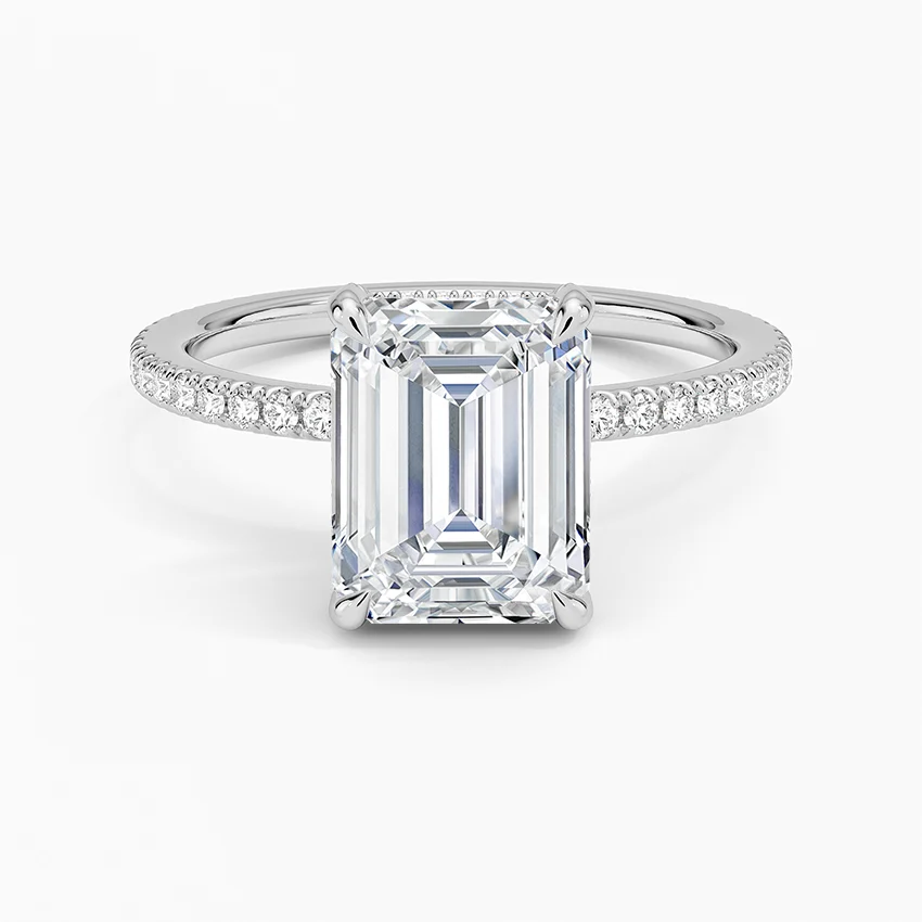3 carat center stone emerald   EF  VS . Eye Clean stone IGI certified diamond ,, engagement ring handcrafted made in 14k gold