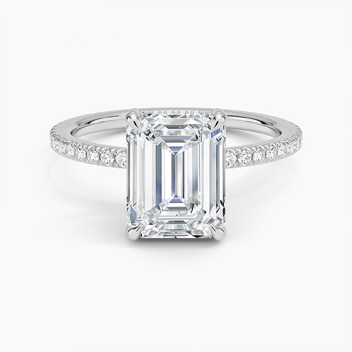 3 carat center stone emerald   EF  VS . Eye Clean stone IGI certified diamond ,, engagement ring handcrafted made in 14k gold