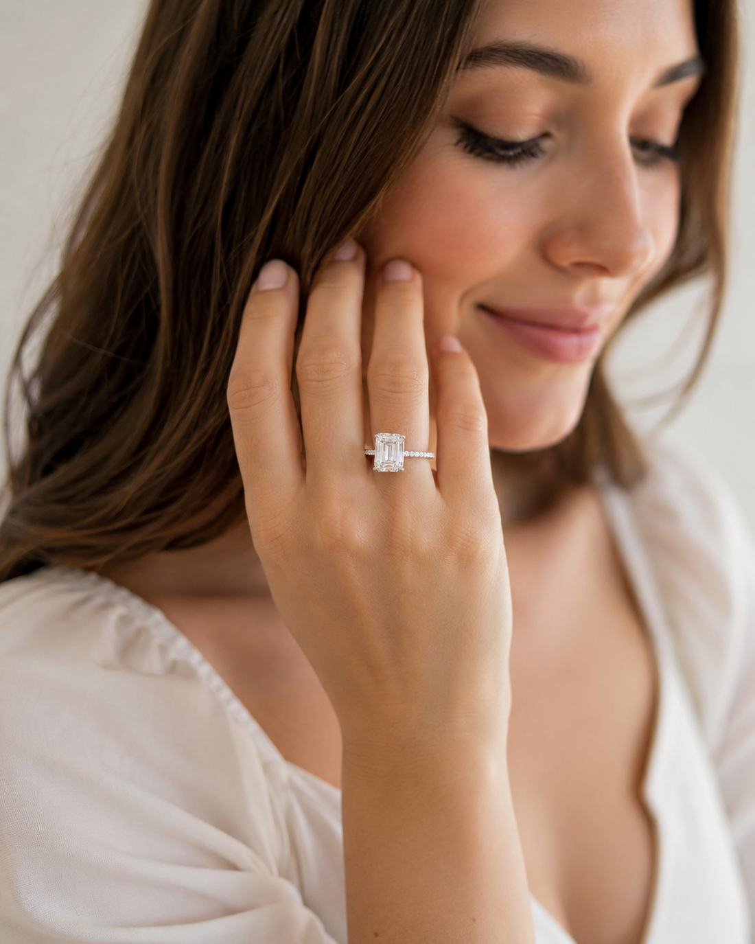 3 carat center stone emerald   EF  VS . Eye Clean stone IGI certified diamond ,, engagement ring handcrafted made in 14k gold