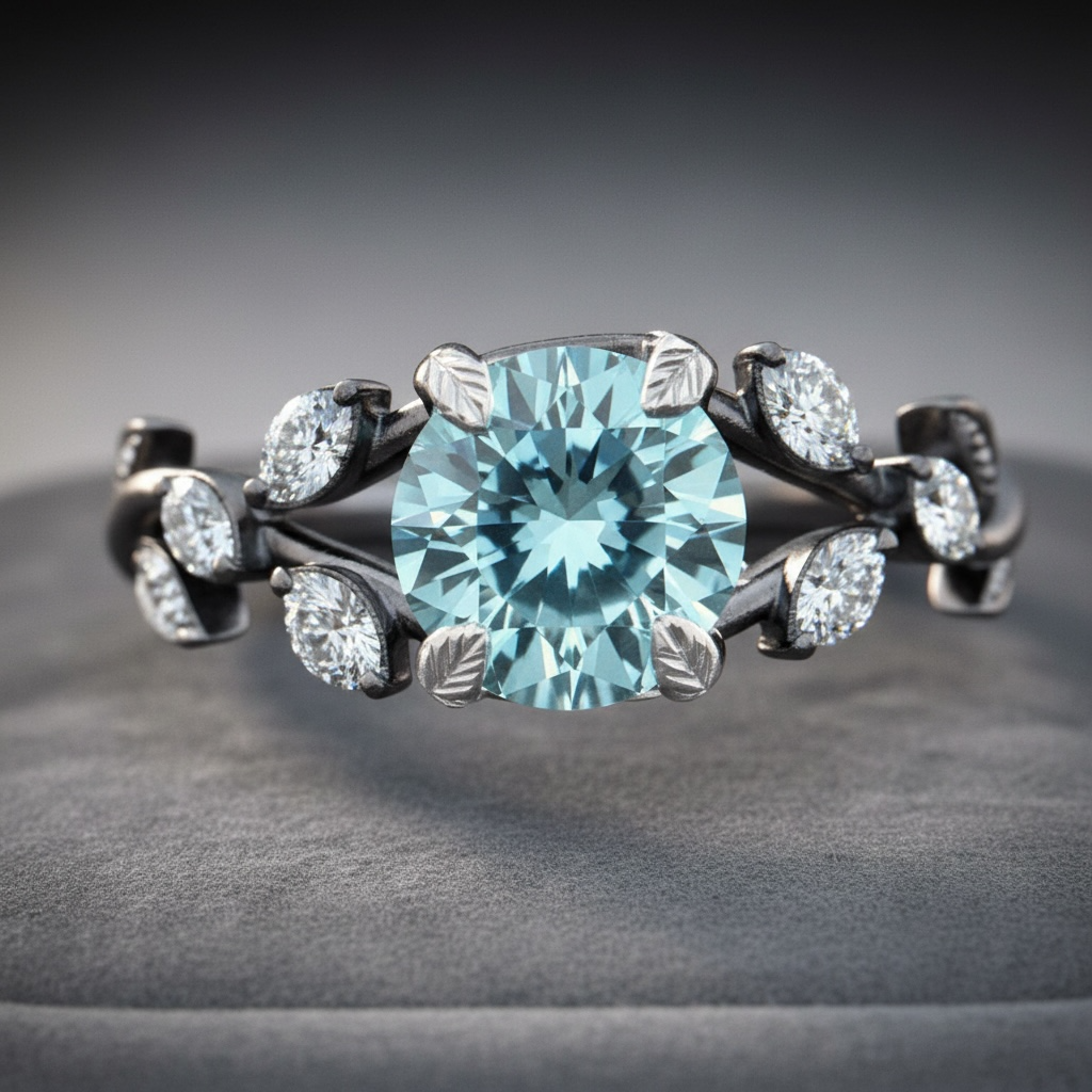 fancy vivid blue 2 carat center stone made with marquise 0.60 carat diamond ,handcrafted with 14k white gold , lab grown diamond igi certified